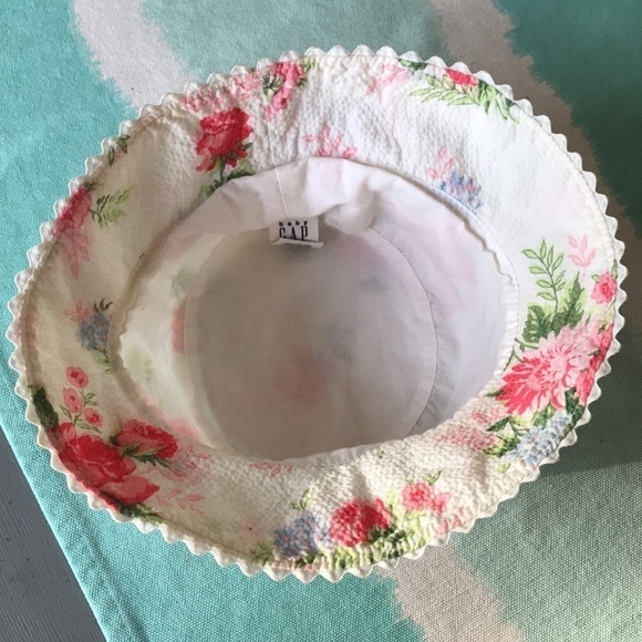 Baby Gap‎ Floral Print Scalloped Hem Bucket Hat Sz 12-24 Months - Picture 3 of 7